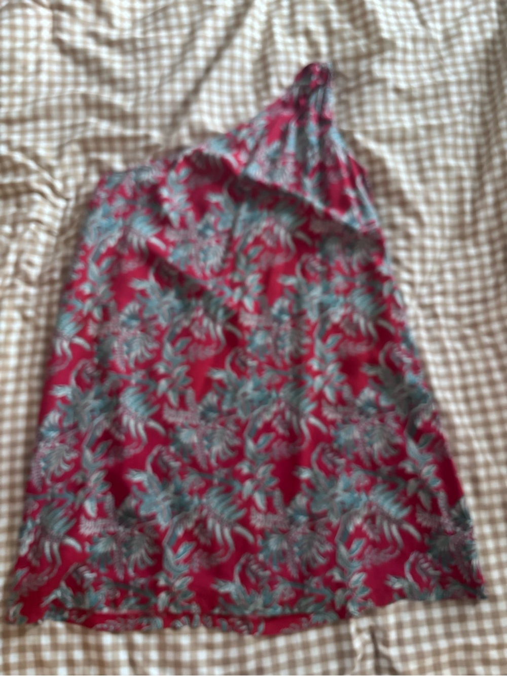 LOFT One-Shoulder Floral Camisole in Red and Teal